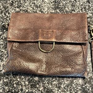 latico Brown Textured Leather Clutch